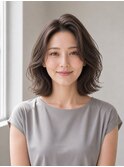ふんわりボリュームでバランスの良いミディアムAラインパーマ