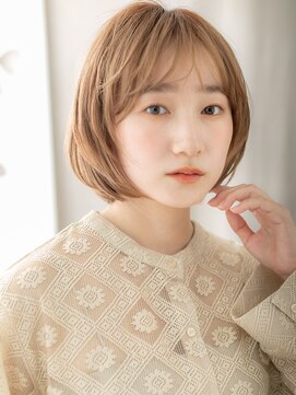 カバーヘア ブリス 上尾西口店(COVER HAIR bliss) ブリーチなしミルクティーベージュ顔周りレイヤーボブ20代30代X