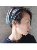 bibito 切りっぱなしボブ グラデーションミントアッシュ