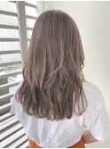 小顔セミウェットウェーブピンクベージュハイライトカラー