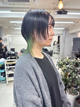 ヴェイン 渋谷(vain) くびれウルフ/マッシュウルフ/ぱっつん前髪/インナーカラー