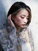 ピークアブー 原宿ハラカド(PEEK-A-BOO) フェイスフレーミングハイライトインナーカラーくせ毛多毛ボブ