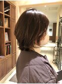 ナチュラルウルフボブ 顔周りウルフ ブラウンベージュミディアム