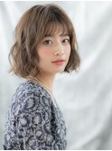 ゆるふわウェーブ前下がり小顔ボブパーマo小山20代30代40代