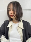 ミディアムウルフ　グレージュ　顔周りレイヤー【天神/今泉】