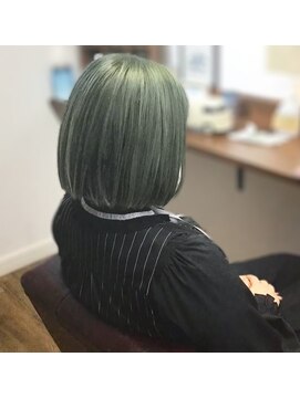 フリックフラック 西台店(Flic Flac) ボブ/スモーキーグリーン/ブリーチ　【西台/高島平】