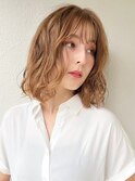 ニュアンスパーマ/オレンジベージュ/ミディアムパーマ/小顔p浦和