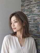 アース 熊本嘉島店(HAIR&MAKE EARTH)&nbsp;大人上品なロブ　透明感グレージュ×こなれ外ハネ