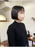 小顔ワンサイドショートボブカット20代30代☆黒髪ナチュラル