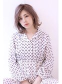 小顔ボブ抜け感かき上げピンクベージュボブルフネオウルフ濡れ髪