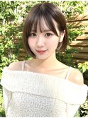 20代30代40代◎前髪パーマ韓国風巻きくすみベージュお団子ヘア