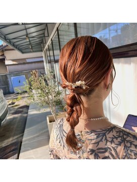 リトン(reton) ローポニー/編みおろし/フィッシュボーン×マロンベージュ