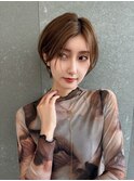 マロンベージュ/ショート/前髪/レイヤー/髪質改善/縮毛矯正/天神