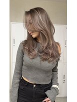 シアー(sheer)&nbsp;透明感グレージュ×ゆるレイヤーロング