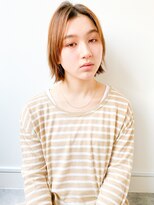 ネイヴィル オモテサンドウ(navile omotesando)&nbsp;センターパートアッシュブラウン外ハネボブ20代30代前髪