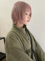 ダブルカラーハイトーンショートウルフボブレイヤーボブ前髪あり