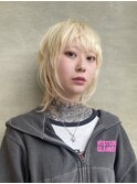 ブロンドホワイトブロンドウルフショートウルフボブウルフ