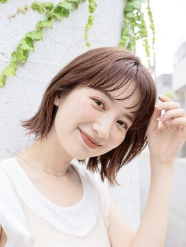 ガーデンヨコハマ(GARDEN YOKOHAMA) ボブ ホワイトグレージュ デジタルパーマ チェリーブラウン