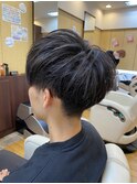 メンズショートツーブロック刈り上げブリーチメッシュカラー