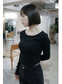 スタイリング剤なしストレートパーマあごラインボブ