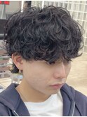 原宿シャドウパーマルーズパーマメンズカットラウンドマッシュ