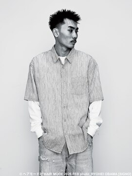 メリケンバーバーショップ トーキョー(MERICAN BARBERSHOP TYO) メンズカットアップバングスパイキーショート