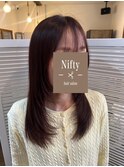 レイヤーカット/顔周りカットオレンジブラウン