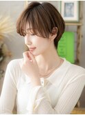 斜めバング丸みショート小顔レイヤーショートボブh5戸頭30代40代