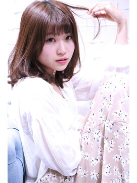 ホラン(HoLan) 【HoLan】ふわミディうぶバングxナチュラルロブxベージュカラー