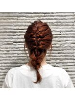 ビス リアン 川口店(Vis lien)&nbsp;オレンジカラー／オレンジベージュ／編み下ろし／ヘアアレンジ