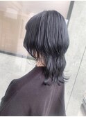 透け感グレージュ×ロングウルフ