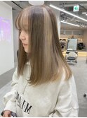 マチルダボブ/ピンクベージュ/インナーグレージュ/ウルフ/前髪