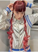 10代20代個性的ヘアアレンジ♪ピンクカラー×ツイン編みおろし