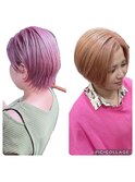 ピンクアッシュショートヘアー