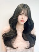 韓国レイヤー巻き髪×透明感カラーA79