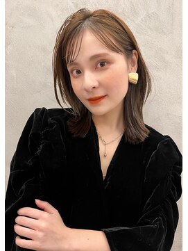 ロンドプロフィール 浦和(Lond profil) 前髪カット顔まわりくびれレイヤー外ハネミディボブ