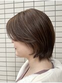 マロンベージュ/デザインカラー/ハイライト/ショートウルフ/艶髪