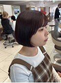 ブリーチなしレッドブラウンボブ