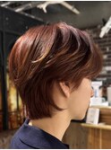 韓国センターパートウルフカットエンドカラーホワイトブロンド