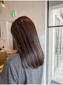 大人シアーベージュミニウルフボブミディアムレイヤー