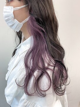 モモ(momo) 韓国風インナーカラー/イヤリングカラー・ラベンダーピンク渋谷