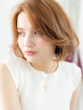 ドクターズサロン LAB 小山店 かきあげ前髪オレンジベージュ横顔美人ボブf小山20代30代40代