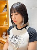 【デザインカット】綺麗なラインのボブ×インナーカラー丸み
