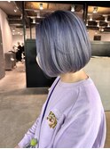 ラベンダーホワイトシャドールーツ軽めボブ