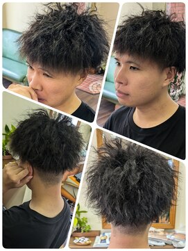 クリア 美容室 強めツイストパーマ☆ツーブロック