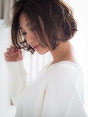 【keep hair design】フェミニンボブ×アプリコットベージュ