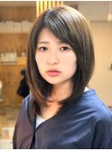 【ku-to+】ストレートツヤ小顔ミディアム×ノームコア
