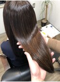 髪質改善カラーエステ ヌーディーブラウン ロングストレート