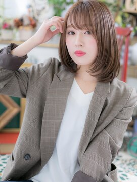 カバーヘア ブリス 大宮西口(COVER HAIR bliss) *bliss大宮*斜めバング×外国人風カラーのツヤ感セミディb!