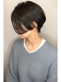 【morio 原宿】黒髪　前下がりショートボブ　前髪なし